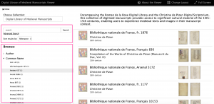 Browsing the Manuscripts in the DLMM Viewer